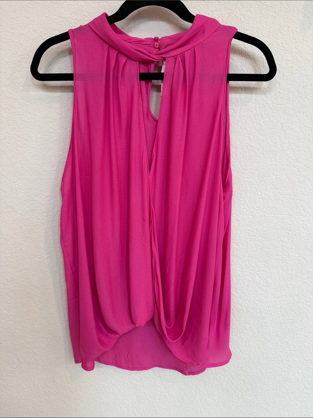 Lush Fuchsia Twist-Front Sleeveless Top